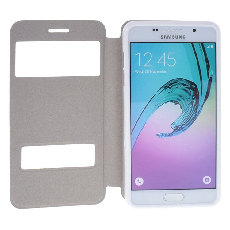 For Galaxy A7 (2016) / A710 Oracle Texture Horizontal Flip TPU + PU Leather Case with Caller ID Window & Holder