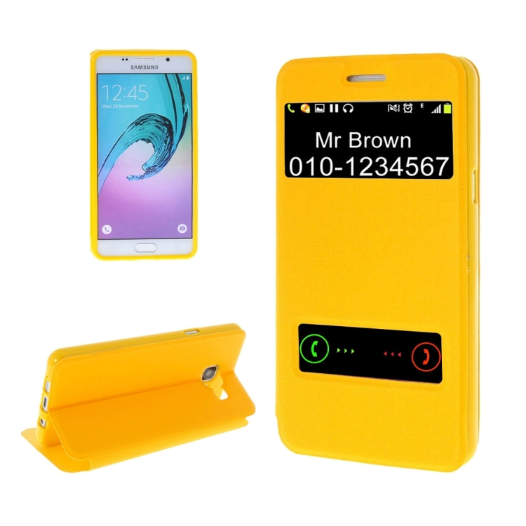 For Galaxy A7 (2016) / A710 Oracle Texture Horizontal Flip TPU + PU Leather Case with Caller ID Window & Holder