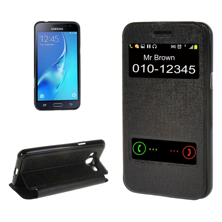 For Galaxy J2 (2016) / J210 Oracle Texture Horizontal Flip TPU + PU Leather Case with Caller ID Window & Holder