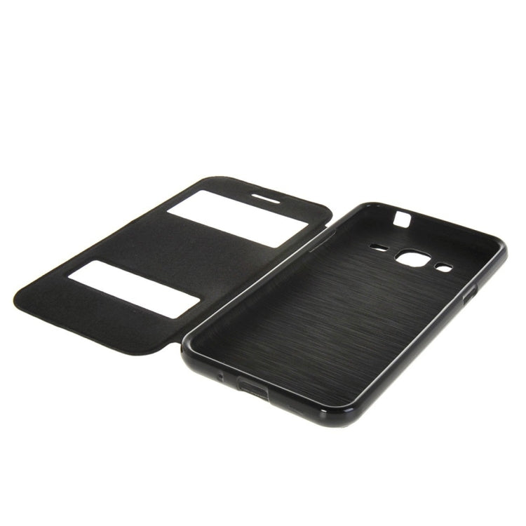 For Galaxy J2 (2016) / J210 Oracle Texture Horizontal Flip TPU + PU Leather Case with Caller ID Window & Holder