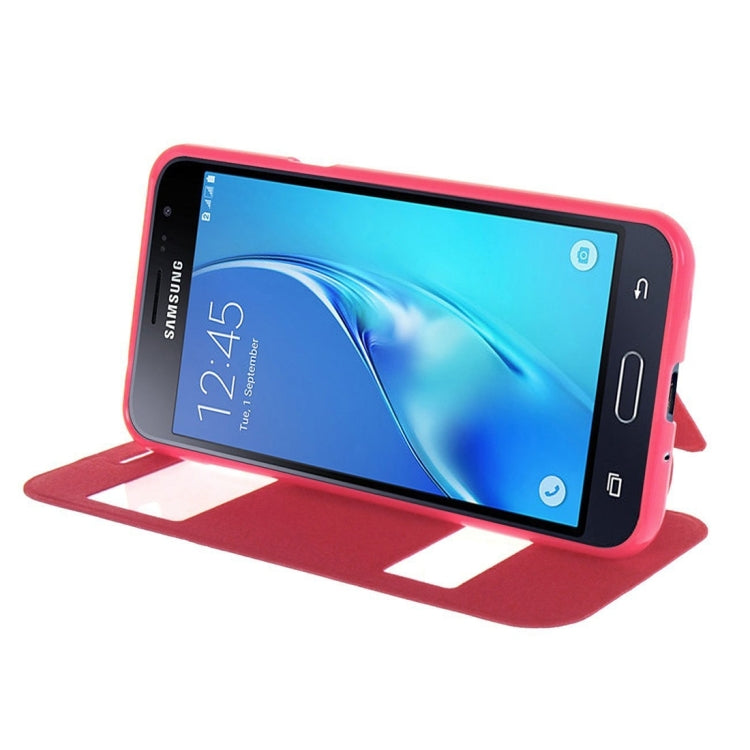 For Galaxy J2 (2016) / J210 Oracle Texture Horizontal Flip TPU + PU Leather Case with Caller ID Window & Holder