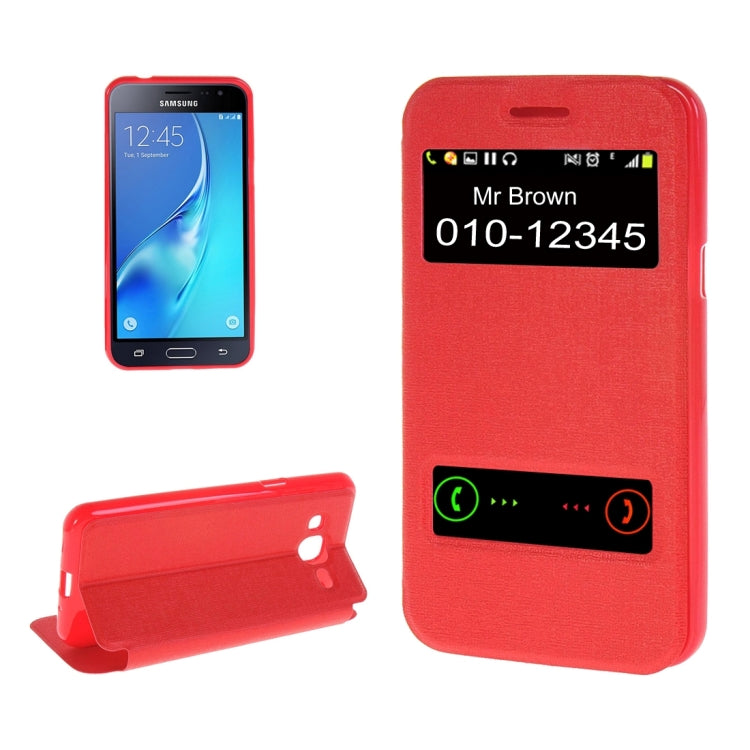 For Galaxy J2 (2016) / J210 Oracle Texture Horizontal Flip TPU + PU Leather Case with Caller ID Window & Holder