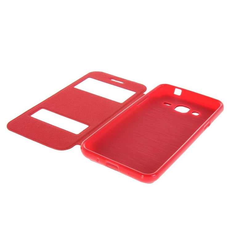 For Galaxy J2 (2016) / J210 Oracle Texture Horizontal Flip TPU + PU Leather Case with Caller ID Window & Holder