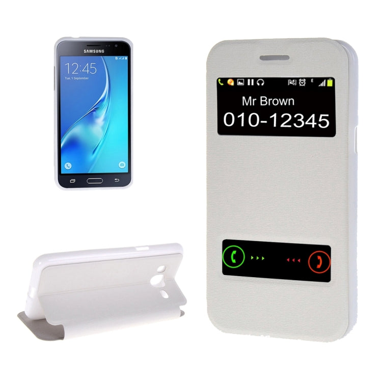 For Galaxy J2 (2016) / J210 Oracle Texture Horizontal Flip TPU + PU Leather Case with Caller ID Window & Holder
