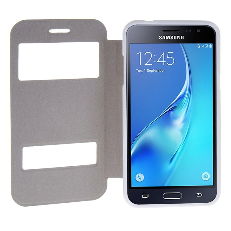 For Galaxy J2 (2016) / J210 Oracle Texture Horizontal Flip TPU + PU Leather Case with Caller ID Window & Holder