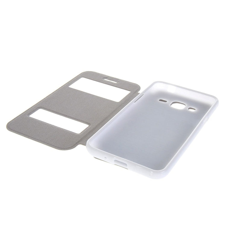 For Galaxy J2 (2016) / J210 Oracle Texture Horizontal Flip TPU + PU Leather Case with Caller ID Window & Holder