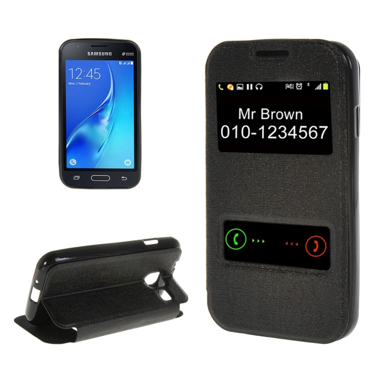 For Galaxy J1 Nxt / J105 Oracle Texture Horizontal Flip TPU + PU Leather Case with Caller ID Window & Holder
