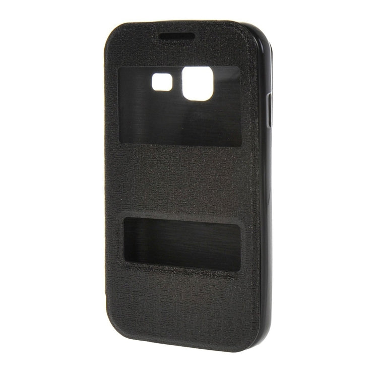 For Galaxy J1 Nxt / J105 Oracle Texture Horizontal Flip TPU + PU Leather Case with Caller ID Window & Holder