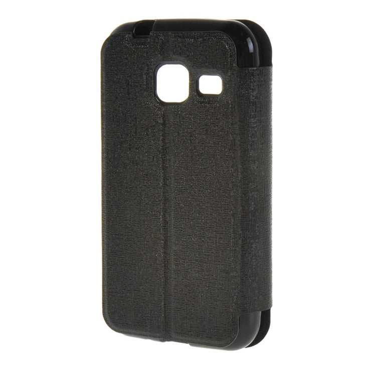 For Galaxy J1 Nxt / J105 Oracle Texture Horizontal Flip TPU + PU Leather Case with Caller ID Window & Holder
