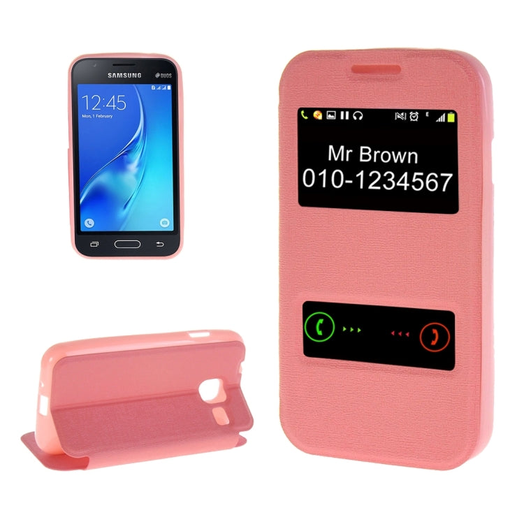 For Galaxy J1 Nxt / J105 Oracle Texture Horizontal Flip TPU + PU Leather Case with Caller ID Window & Holder