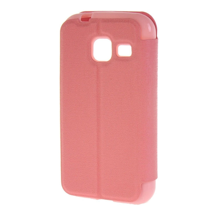 For Galaxy J1 Nxt / J105 Oracle Texture Horizontal Flip TPU + PU Leather Case with Caller ID Window & Holder
