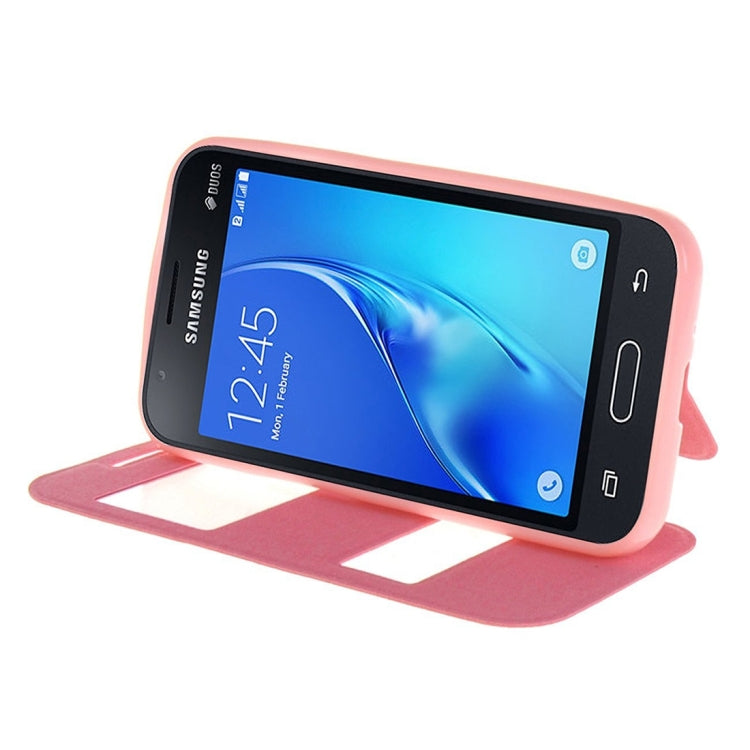 For Galaxy J1 Nxt / J105 Oracle Texture Horizontal Flip TPU + PU Leather Case with Caller ID Window & Holder