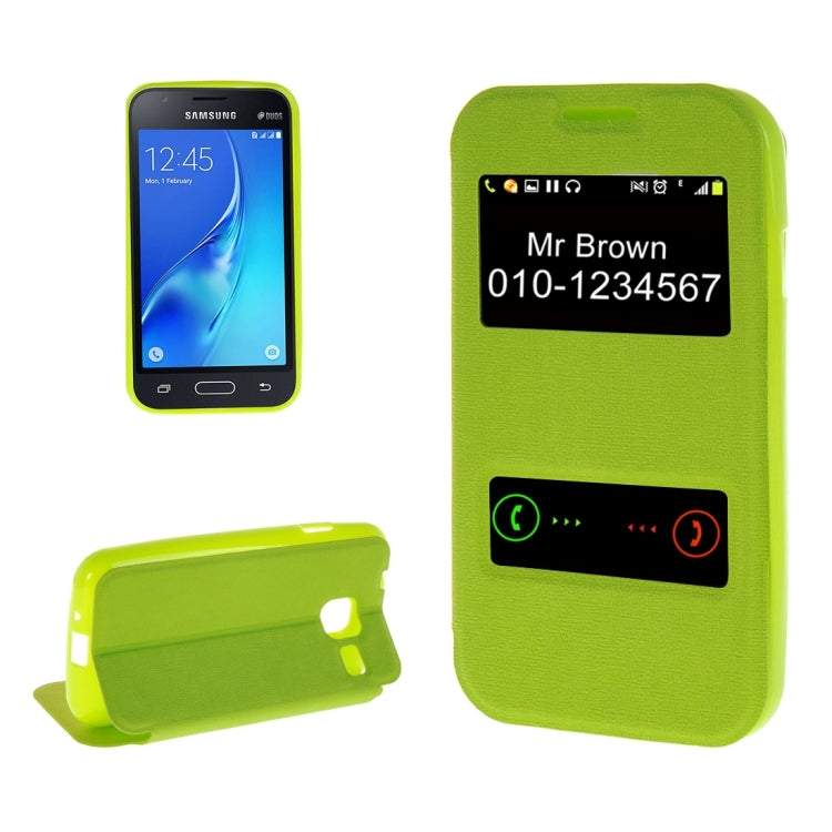 For Galaxy J1 Nxt / J105 Oracle Texture Horizontal Flip TPU + PU Leather Case with Caller ID Window & Holder