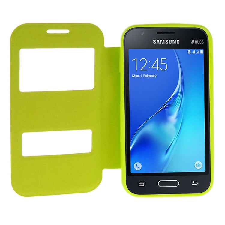 For Galaxy J1 Nxt / J105 Oracle Texture Horizontal Flip TPU + PU Leather Case with Caller ID Window & Holder