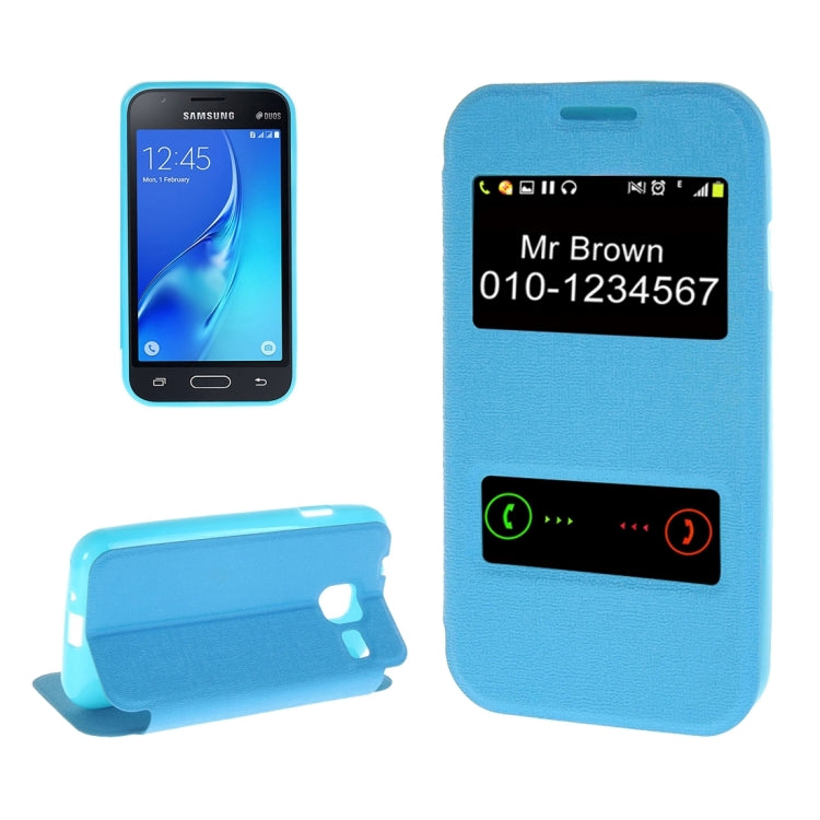 For Galaxy J1 Nxt / J105 Oracle Texture Horizontal Flip TPU + PU Leather Case with Caller ID Window & Holder