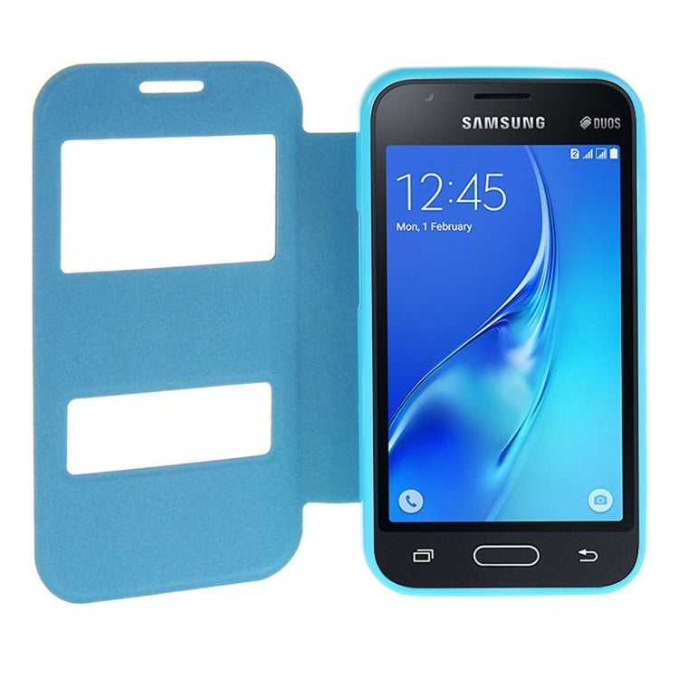 For Galaxy J1 Nxt / J105 Oracle Texture Horizontal Flip TPU + PU Leather Case with Caller ID Window & Holder