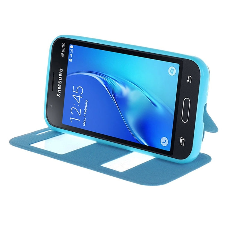 For Galaxy J1 Nxt / J105 Oracle Texture Horizontal Flip TPU + PU Leather Case with Caller ID Window & Holder