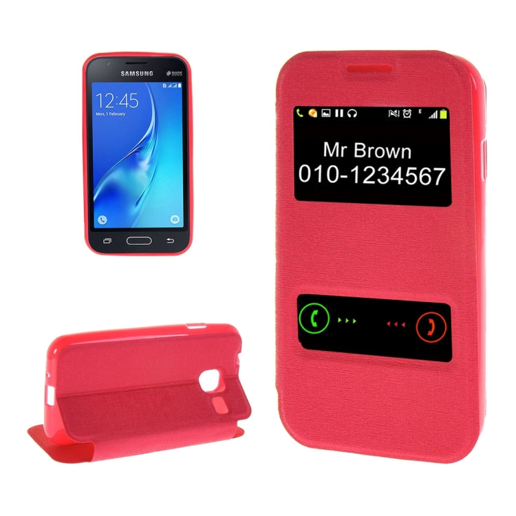 For Galaxy J1 Nxt / J105 Oracle Texture Horizontal Flip TPU + PU Leather Case with Caller ID Window & Holder