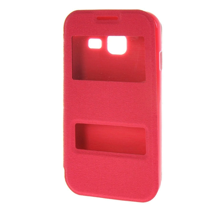 For Galaxy J1 Nxt / J105 Oracle Texture Horizontal Flip TPU + PU Leather Case with Caller ID Window & Holder