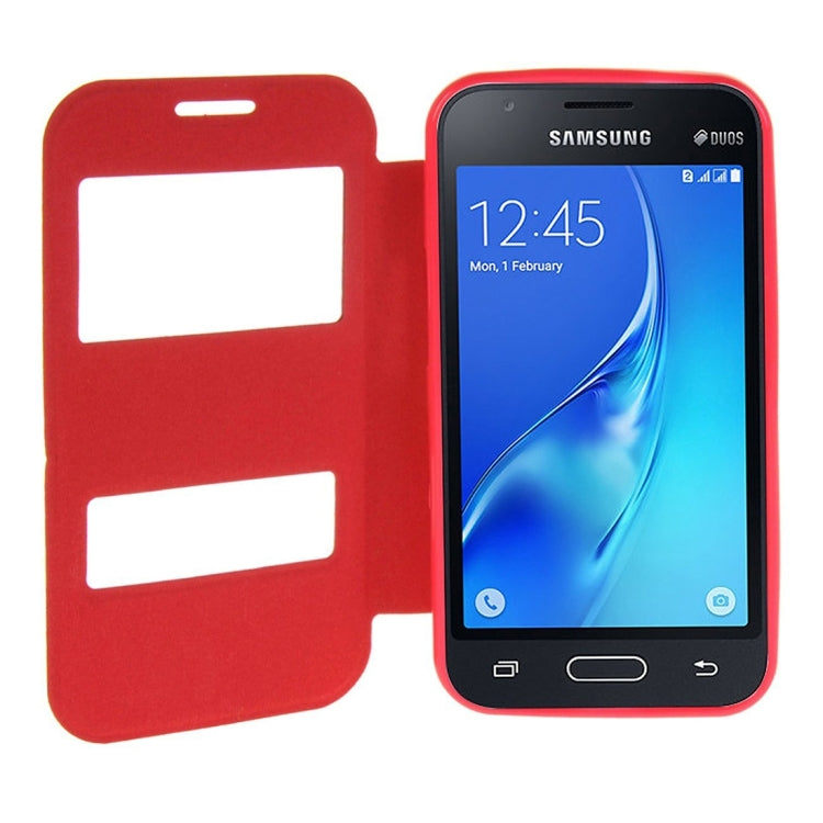 For Galaxy J1 Nxt / J105 Oracle Texture Horizontal Flip TPU + PU Leather Case with Caller ID Window & Holder