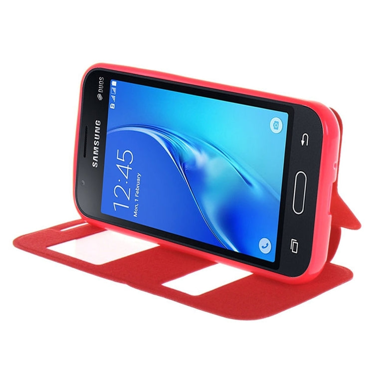 For Galaxy J1 Nxt / J105 Oracle Texture Horizontal Flip TPU + PU Leather Case with Caller ID Window & Holder