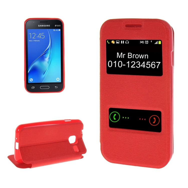 For Galaxy J1 Nxt / J105 Oracle Texture Horizontal Flip TPU + PU Leather Case with Caller ID Window & Holder