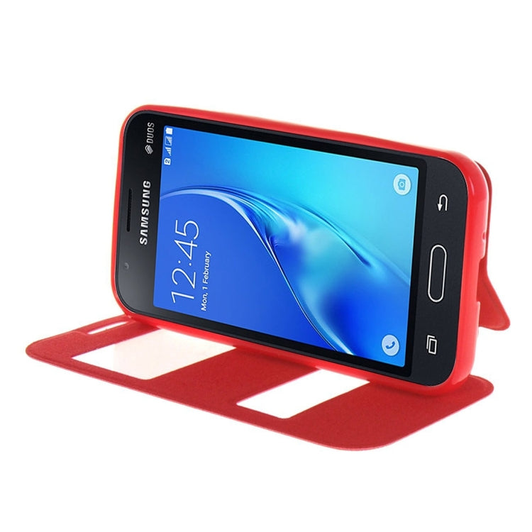 For Galaxy J1 Nxt / J105 Oracle Texture Horizontal Flip TPU + PU Leather Case with Caller ID Window & Holder