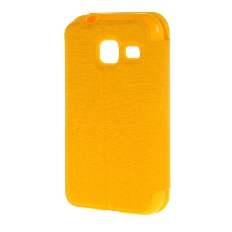 For Galaxy J1 Nxt / J105 Oracle Texture Horizontal Flip TPU + PU Leather Case with Caller ID Window & Holder