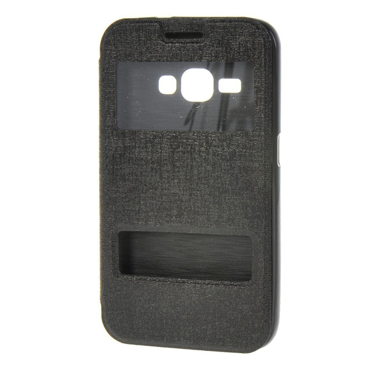 For Galaxy J1 (2016) / J120 Oracle Texture Horizontal Flip TPU + PU Leather Case with Caller ID Window & Holder