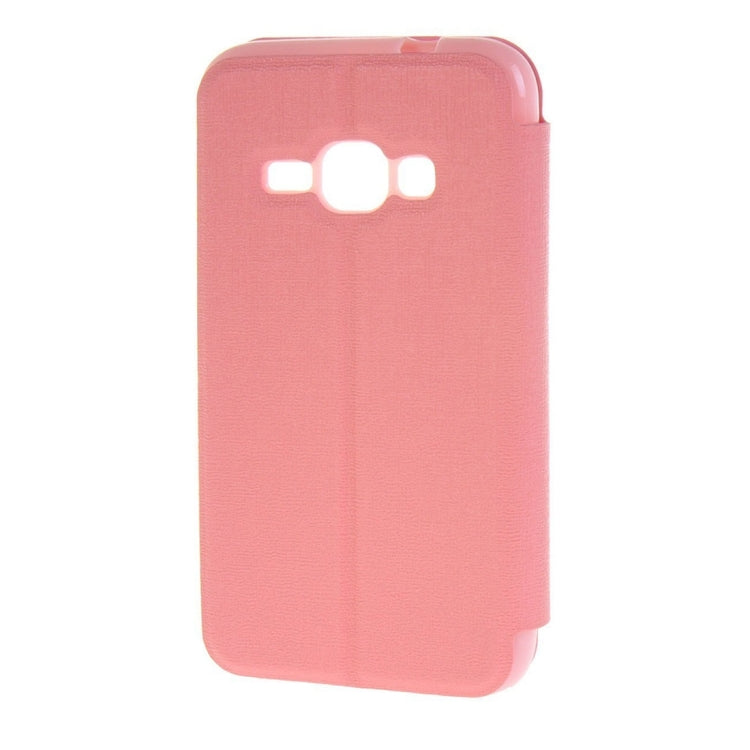 For Galaxy J1 (2016) / J120 Oracle Texture Horizontal Flip TPU + PU Leather Case with Caller ID Window & Holder