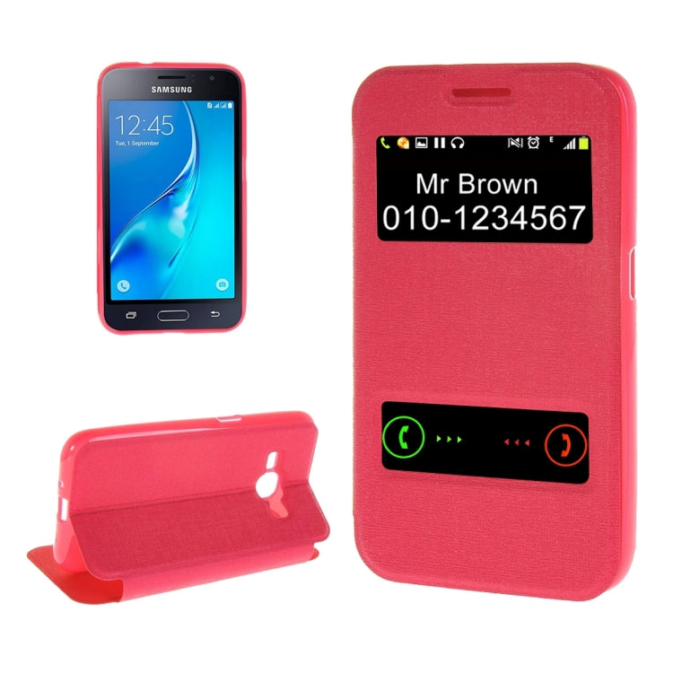 For Galaxy J1 (2016) / J120 Oracle Texture Horizontal Flip TPU + PU Leather Case with Caller ID Window & Holder
