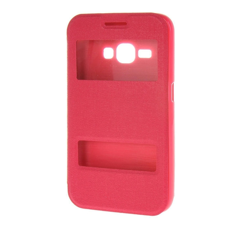 For Galaxy J1 (2016) / J120 Oracle Texture Horizontal Flip TPU + PU Leather Case with Caller ID Window & Holder