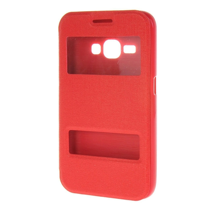 For Galaxy J1 (2016) / J120 Oracle Texture Horizontal Flip TPU + PU Leather Case with Caller ID Window & Holder