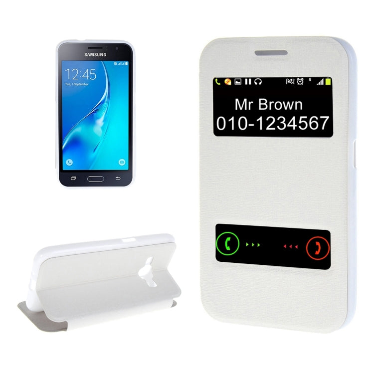 For Galaxy J1 (2016) / J120 Oracle Texture Horizontal Flip TPU + PU Leather Case with Caller ID Window & Holder