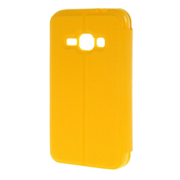 For Galaxy J1 (2016) / J120 Oracle Texture Horizontal Flip TPU + PU Leather Case with Caller ID Window & Holder