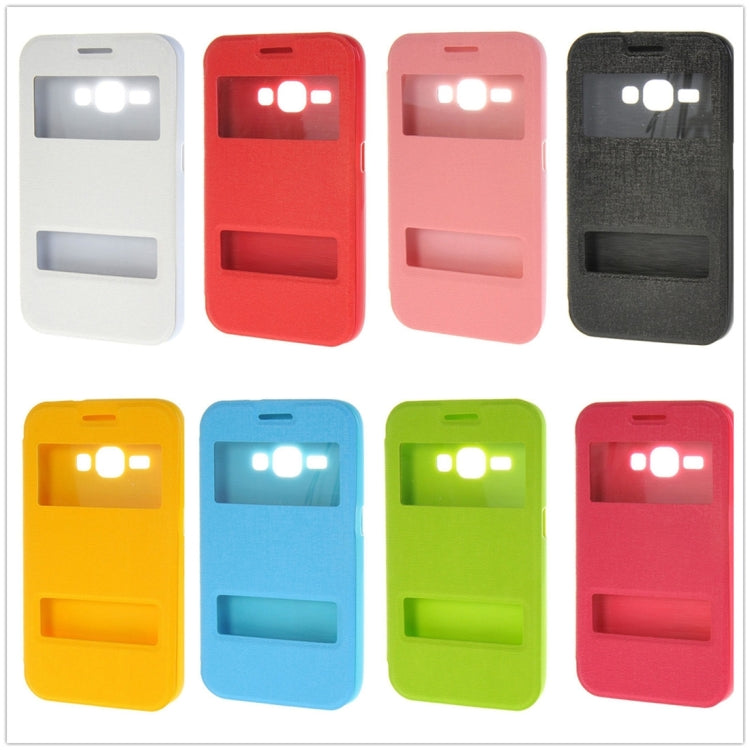 For Galaxy J1 (2016) / J120 Oracle Texture Horizontal Flip TPU + PU Leather Case with Caller ID Window & Holder