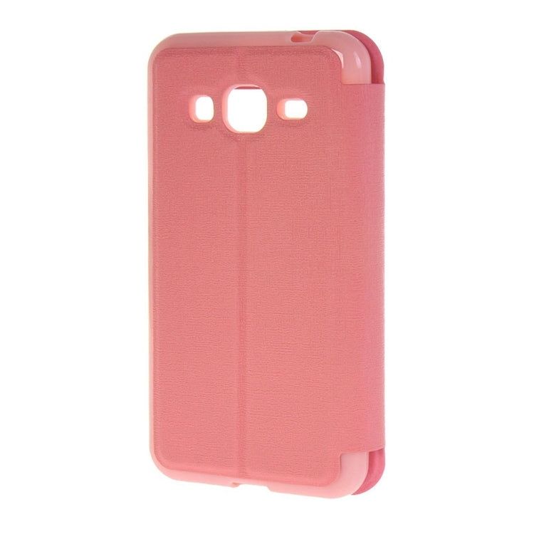 For Galaxy J3 (2016) / J310 Oracle Texture Horizontal Flip TPU + PU Leather Case with Caller ID Window & Holder