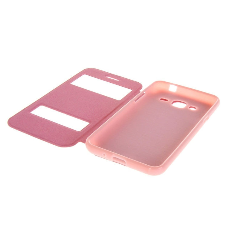 For Galaxy J3 (2016) / J310 Oracle Texture Horizontal Flip TPU + PU Leather Case with Caller ID Window & Holder