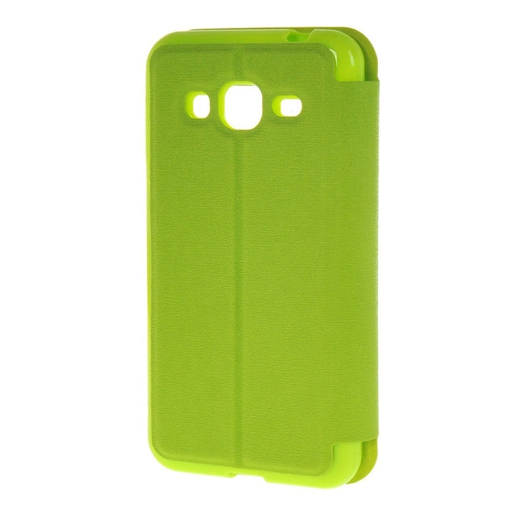 For Galaxy J3 (2016) / J310 Oracle Texture Horizontal Flip TPU + PU Leather Case with Caller ID Window & Holder