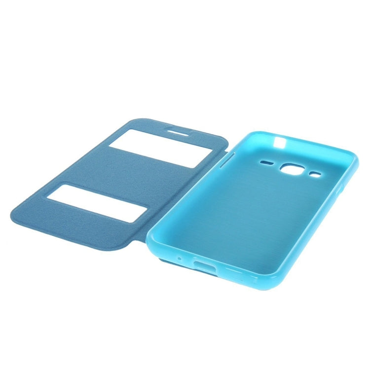 For Galaxy J3 (2016) / J310 Oracle Texture Horizontal Flip TPU + PU Leather Case with Caller ID Window & Holder