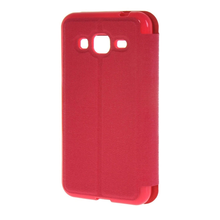 For Galaxy J3 (2016) / J310 Oracle Texture Horizontal Flip TPU + PU Leather Case with Caller ID Window & Holder