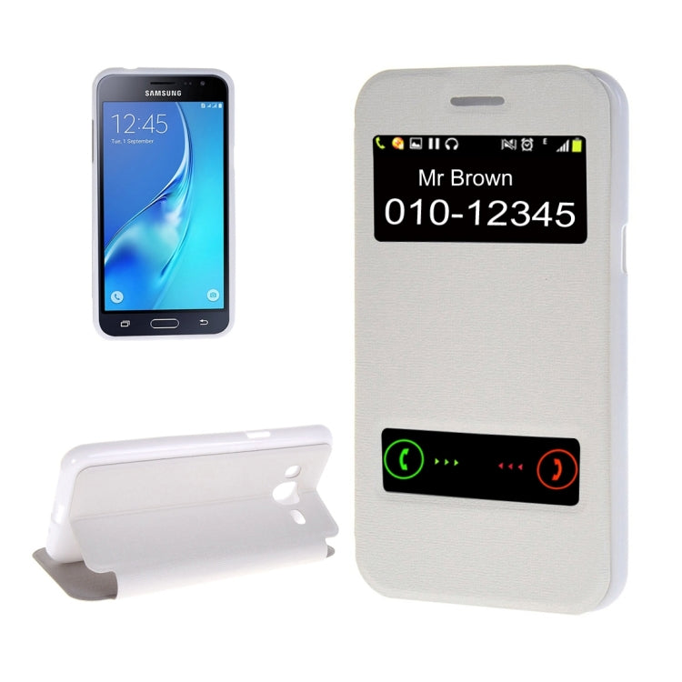 For Galaxy J3 (2016) / J310 Oracle Texture Horizontal Flip TPU + PU Leather Case with Caller ID Window & Holder