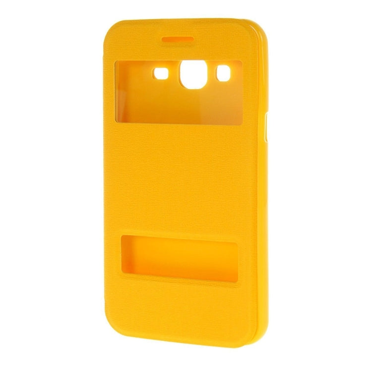 For Galaxy J3 (2016) / J310 Oracle Texture Horizontal Flip TPU + PU Leather Case with Caller ID Window & Holder