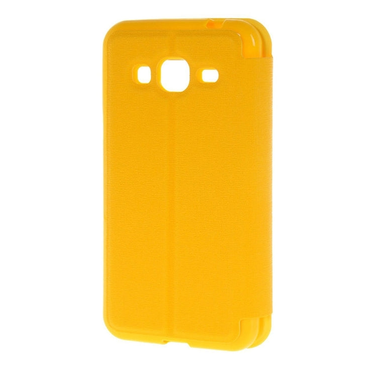 For Galaxy J3 (2016) / J310 Oracle Texture Horizontal Flip TPU + PU Leather Case with Caller ID Window & Holder