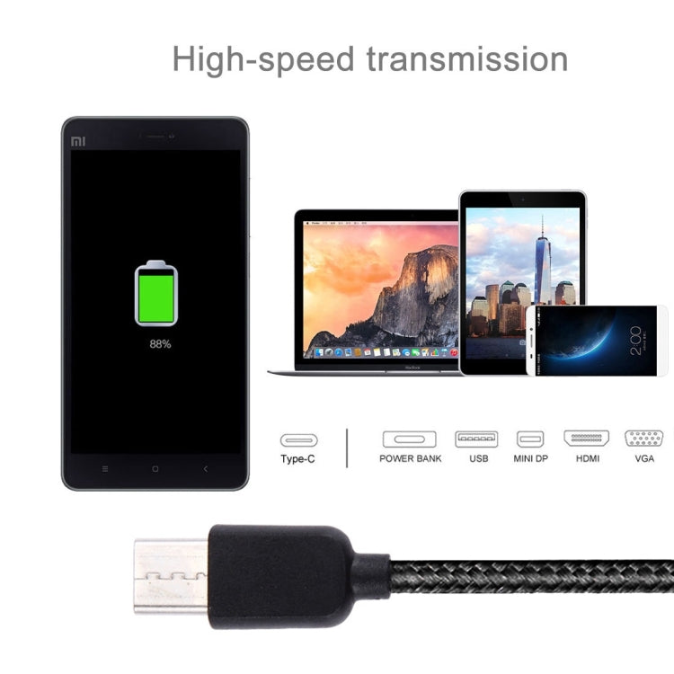 1m USB-C / Type-C to USB 2.0 Nylon Woven Data Sync Charging Cable, For Galaxy S8 & S8 + / LG G6 / Huawei P10 & P10 Plus / Xiaomi Mi6 & Max 2 and other Smartphones