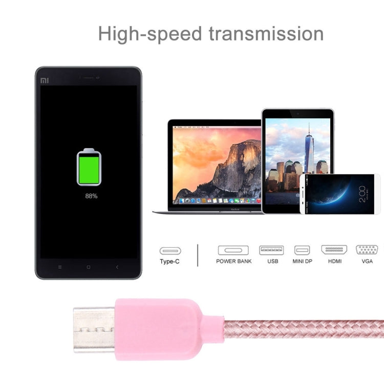 1m USB-C / Type-C to USB 2.0 Nylon Woven Data Sync Charging Cable, For Galaxy S8 & S8 + / LG G6 / Huawei P10 & P10 Plus / Xiaomi Mi6 & Max 2 and other Smartphones