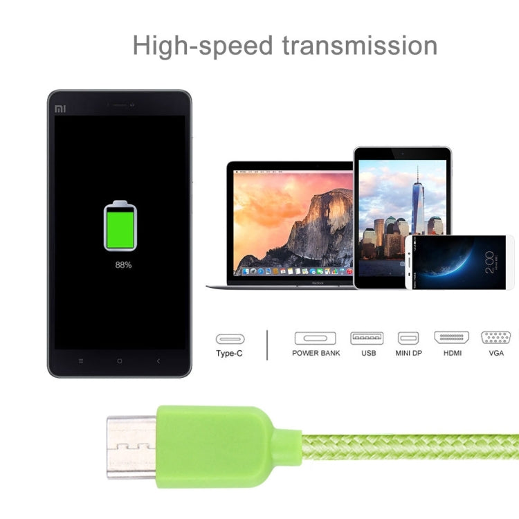 1m USB-C / Type-C to USB 2.0 Nylon Woven Data Sync Charging Cable, For Galaxy S8 & S8 + / LG G6 / Huawei P10 & P10 Plus / Xiaomi Mi6 & Max 2 and other Smartphones