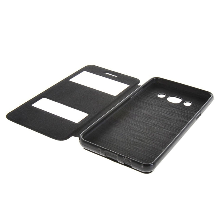 For Galaxy J5 (2016) / J510 Oracle Texture Horizontal Flip TPU + PU Leather Case with Caller ID Window & Holder