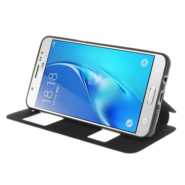 For Galaxy J5 (2016) / J510 Oracle Texture Horizontal Flip TPU + PU Leather Case with Caller ID Window & Holder
