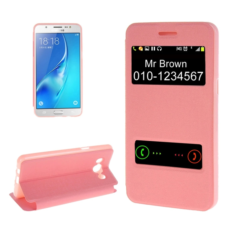 For Galaxy J5 (2016) / J510 Oracle Texture Horizontal Flip TPU + PU Leather Case with Caller ID Window & Holder